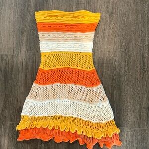 cute multicolor crochet mini dress